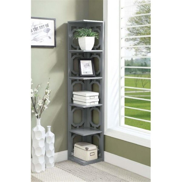 Convenience Concepts Omega 5 Tier Corner Bookcase - Gray CO54163